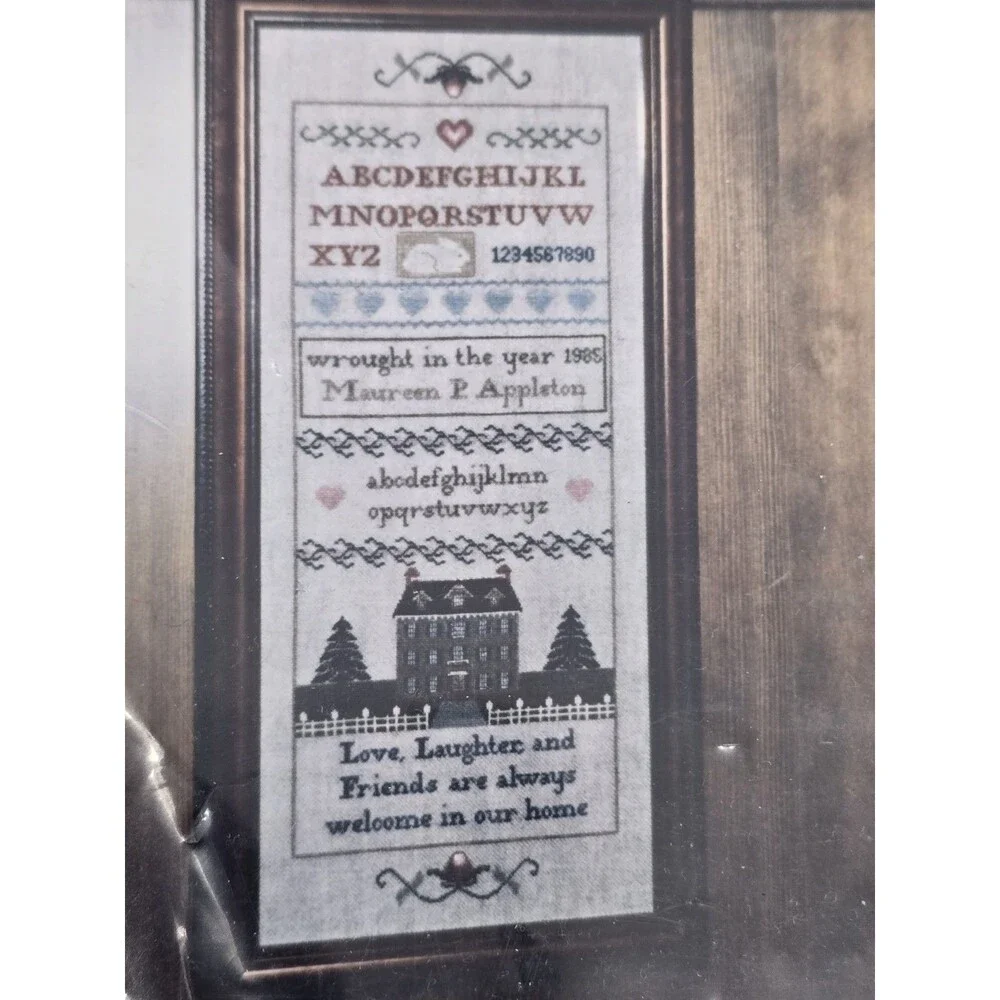 The Heart's Content 1986 Colonial Welcome Sampler New Complete Kit Linen Crafts